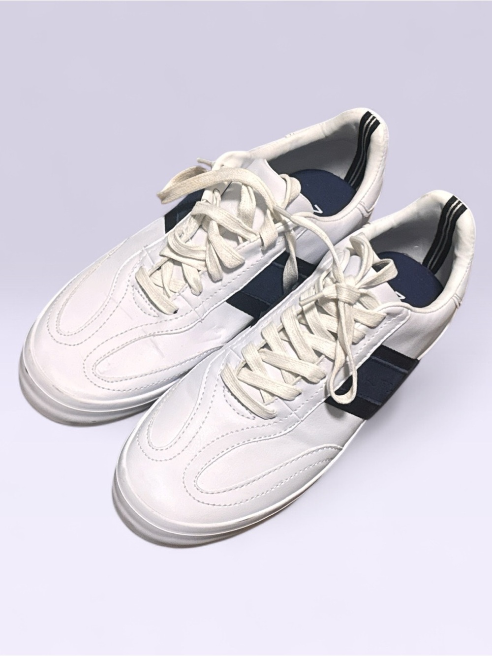 Nautica White Sneakers with Navy Stripe